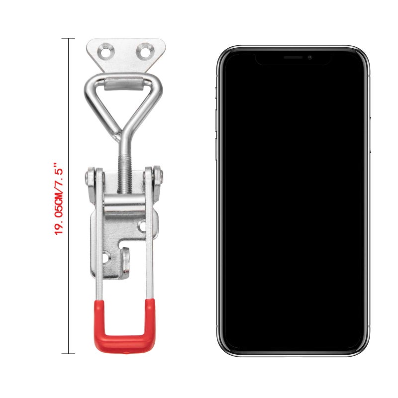 Accessbuy Heavy Duty Adjustable Toggle Latch Clamp With Lock Hole 300Kg 660Lbs Holding Capacity (7.5inch(2pak)) Silver - Image 2